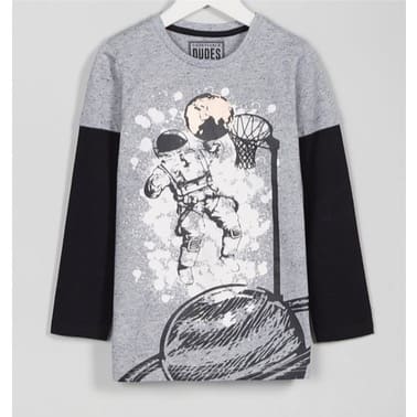 Boys Spaceman Mock Layer T-shirt