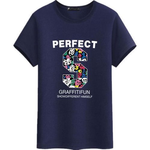 Cotton 4 Pcs Shirts Men's Summer Short Sleeve Cartoon Printed Young Men T-shirt