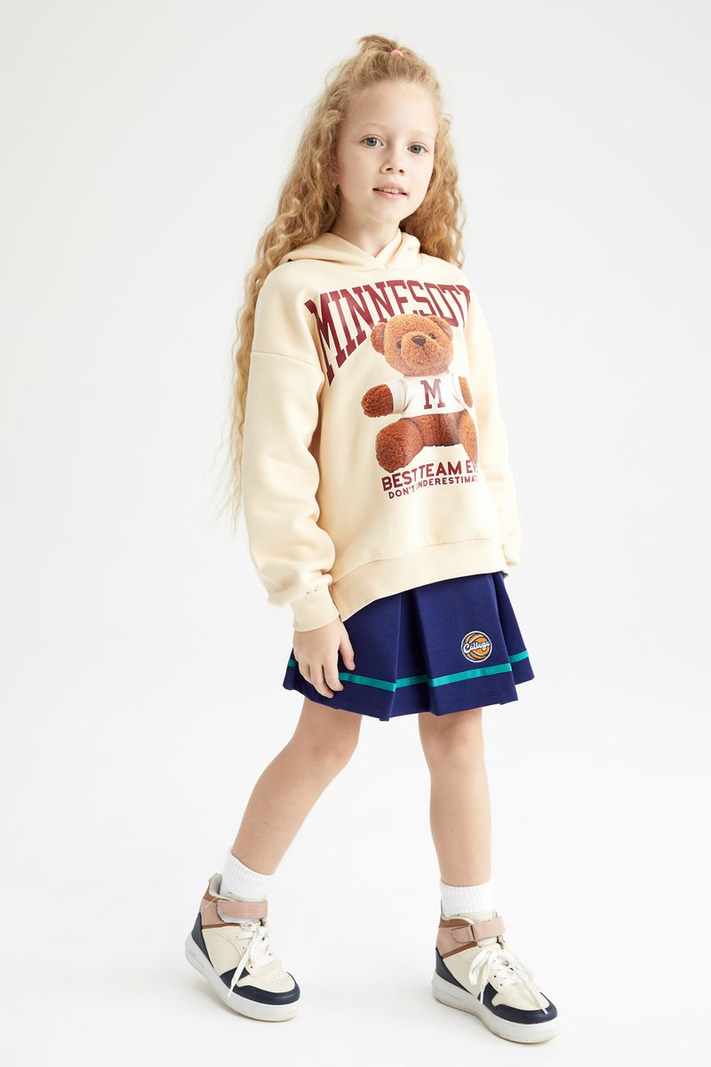 Girl Pleat Knitted Skirt -Blue
