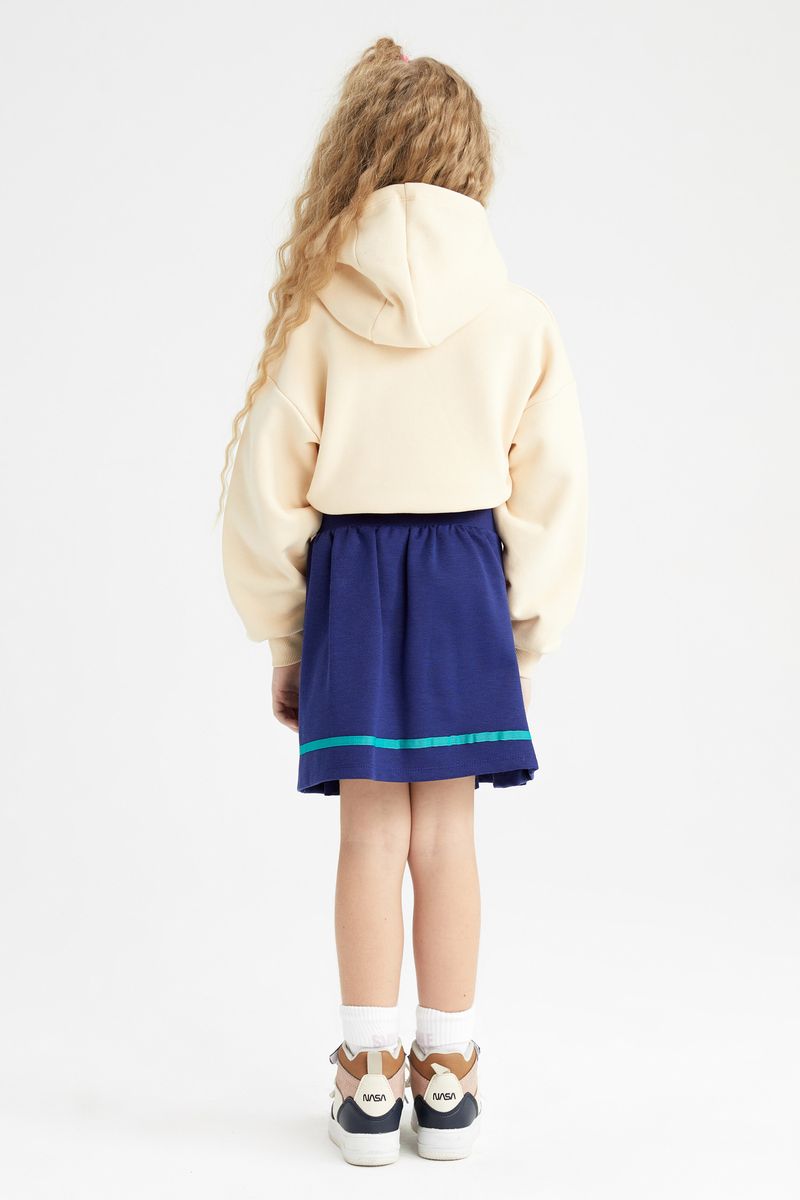 Girl Pleat Knitted Skirt -Blue