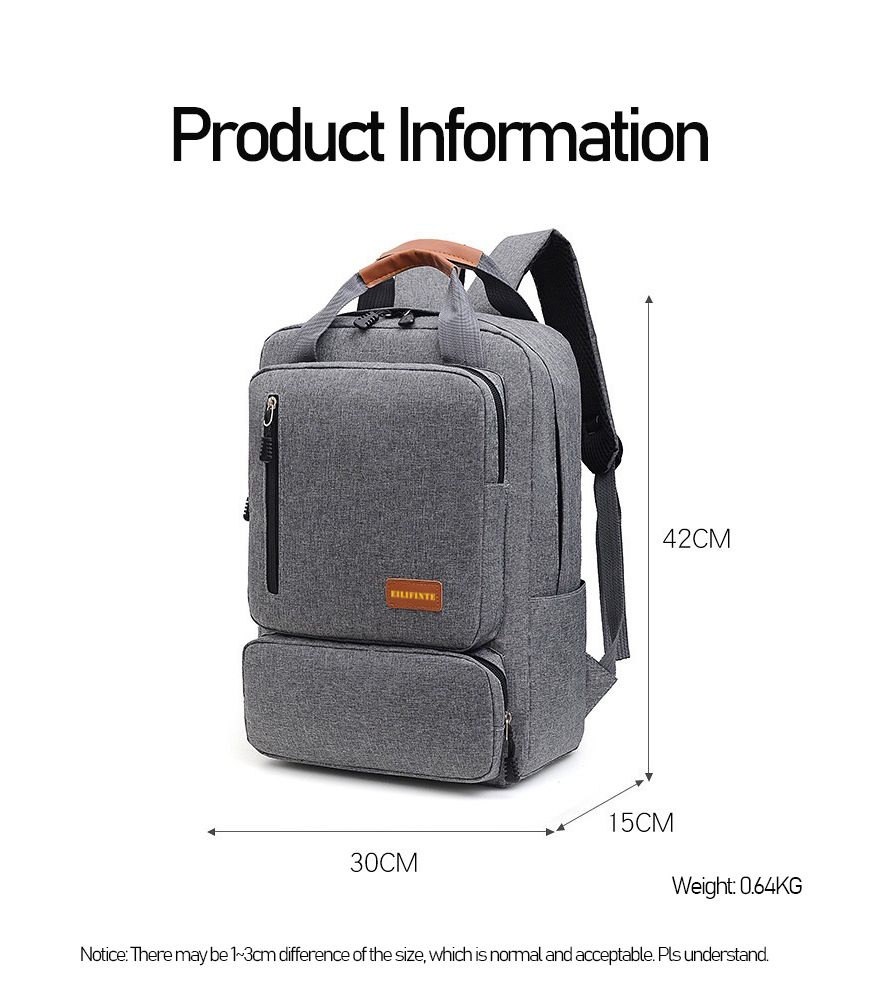 Quality 3 IN 1 Bag Set Pencil/Crossbody/Laptop Backpack Grey