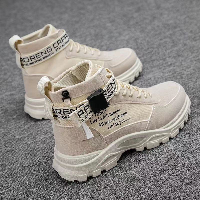 Mens Casual High-Top Shoes Running Sneakers - Beige