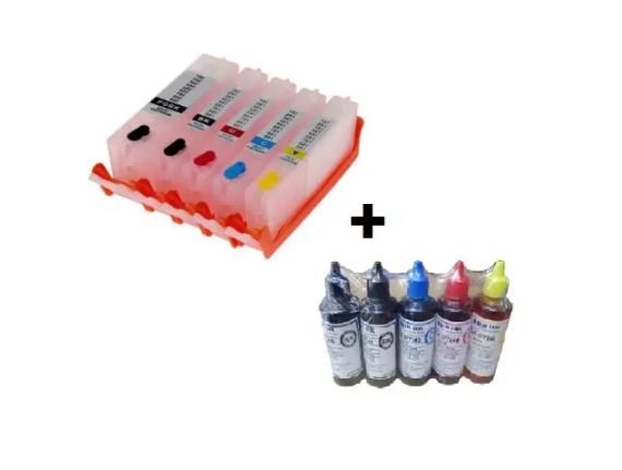 Refillable Ink Cartridge Canon Ts704 - 480/481 + Bulk Refill Ink - Black+Cyan+Magenta+Yellow+PGBK