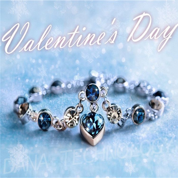 B009 Ladies Blue Diamond-like Bracelet - Silver-like