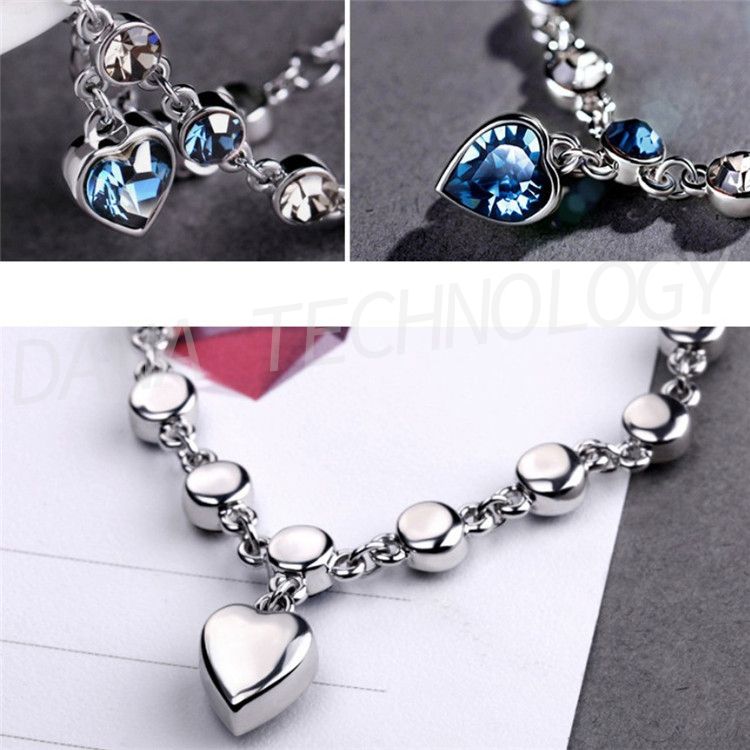 B009 Ladies Blue Diamond-like Bracelet - Silver-like