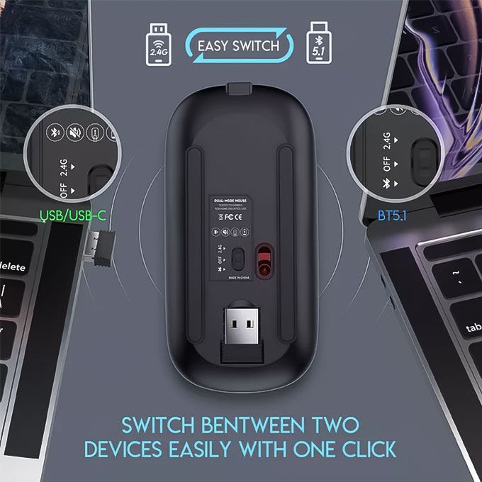 Bluetooth Dual Model Led 2.4Ghz Rechargeable Wireless Mouse