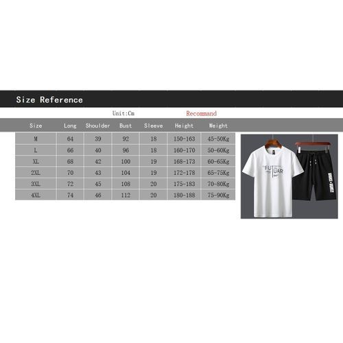 Mens Sports T-shirts+Pants Suit(black)