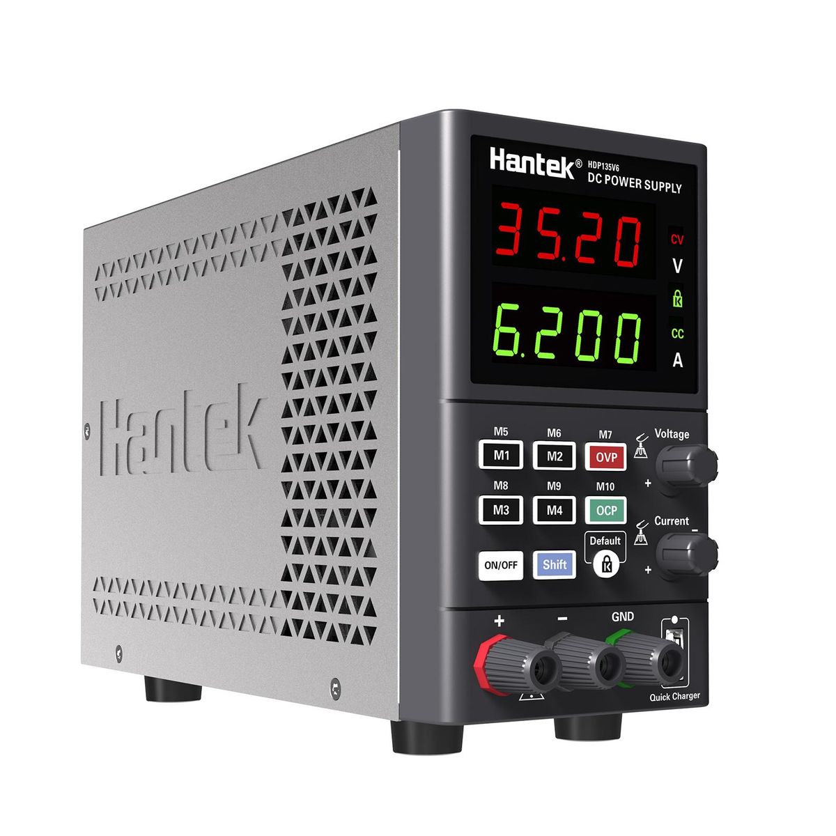 Hantek HDP135V6 Digital Bench DC Power Supply Variable 35V 6A Adjustable Switching Regulated Power Supply CV CC with Data Storage, On/ Off Output, USB Quick Charge, Encoder Adjustment Knob