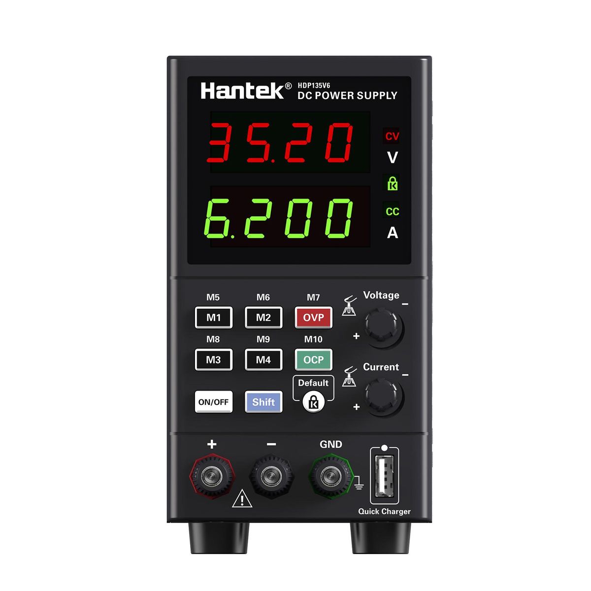 Hantek HDP135V6 Digital Bench DC Power Supply Variable 35V 6A Adjustable Switching Regulated Power Supply CV CC with Data Storage, On/ Off Output, USB Quick Charge, Encoder Adjustment Knob