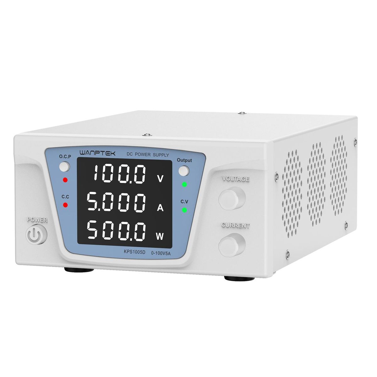 WANPTEK  DC Power Supply Variable 100V 5A Bench Power Supply High Power with 4-Digit LED Display Adjustable Switching Power Supply with Encoder Adjustment knob OCP Switch Output Enable/Disable Button