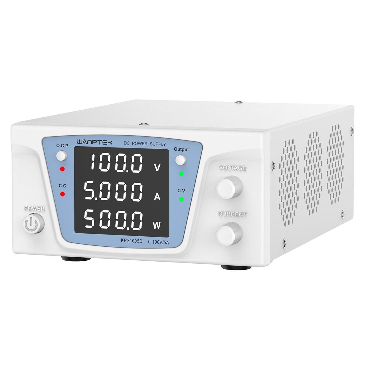 WANPTEK  DC Power Supply Variable 100V 5A Bench Power Supply High Power with 4-Digit LED Display Adjustable Switching Power Supply with Encoder Adjustment knob OCP Switch Output Enable/Disable Button