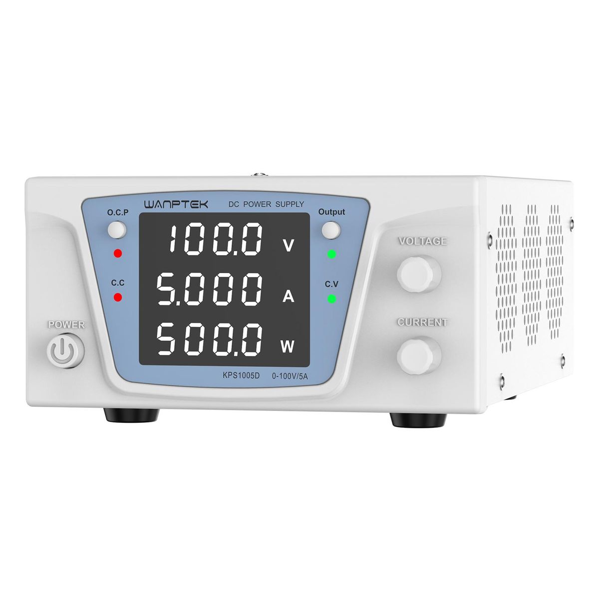 WANPTEK  DC Power Supply Variable 100V 5A Bench Power Supply High Power with 4-Digit LED Display Adjustable Switching Power Supply with Encoder Adjustment knob OCP Switch Output Enable/Disable Button