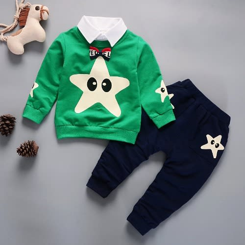 Triple Star Clothing Set For Boys - Green & Black