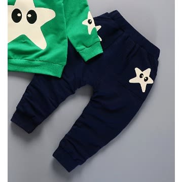 Triple Star Clothing Set For Boys - Green & Black