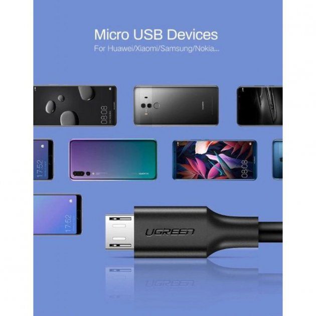 USB 2.0 A To Micro USB Cable Nickel Plating 1m (Black)
