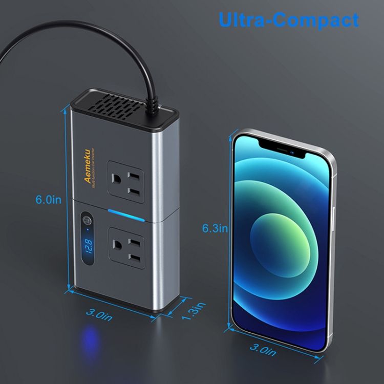 Car 200W Inverter USB Power Converter Socket, US Plug
