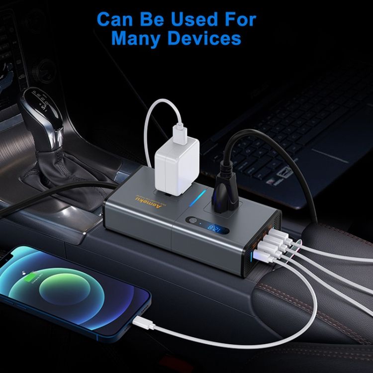 Car 200W Inverter USB Power Converter Socket, US Plug