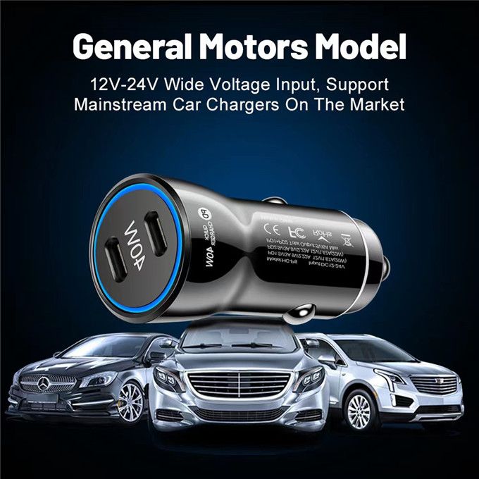 40W 2 Port Car Charger Fast Quick Charge PD USB Type C White