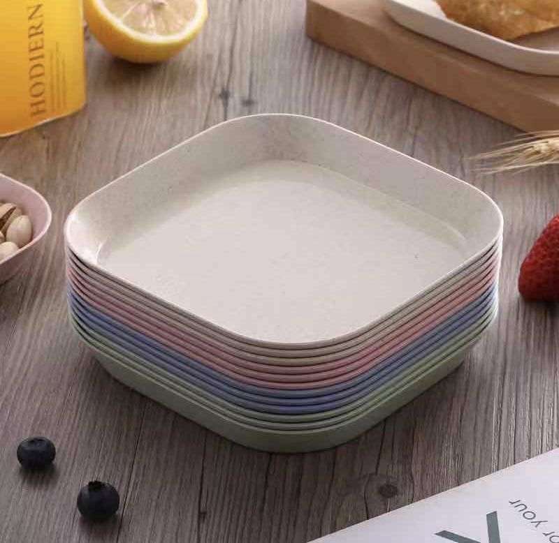 12 Pcs Of Unbreakable Wheat Straw Kitchen Plates
