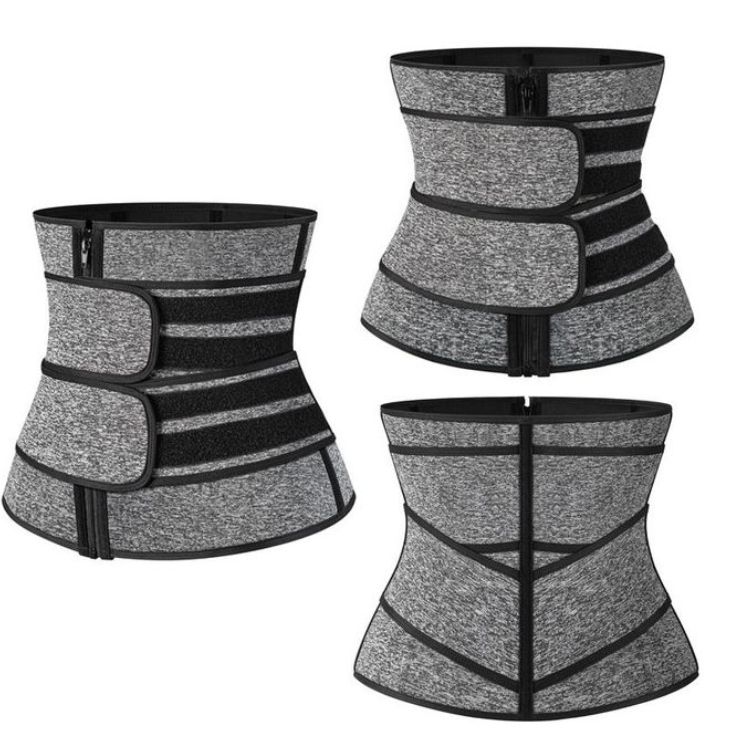 Double Compression Women Waist Trainer/slimming Belt Grey