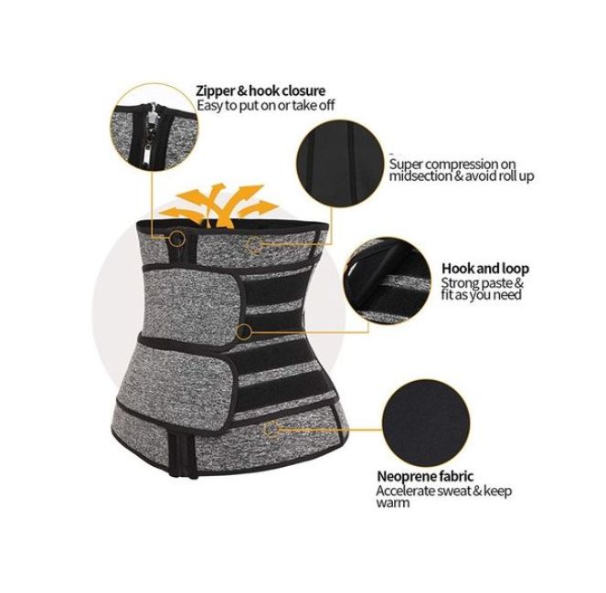 Double Compression Women Waist Trainer/slimming Belt Grey