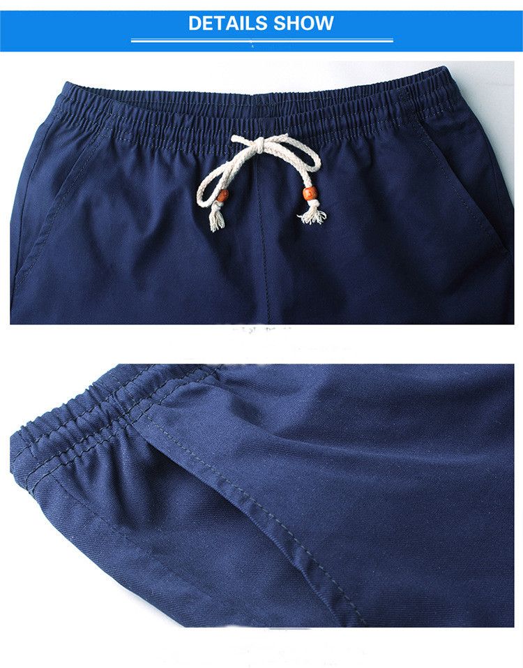 Men's Elastic Cargo Pants Shorts Nicker Joggers Beach Wear- Navyblue