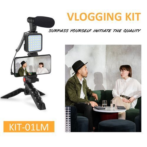 Live Streaming Vlogging Kit LED Video Light Tripod Phone Holder + Microphone For YouTube/Tiktok/Facebook/Camera