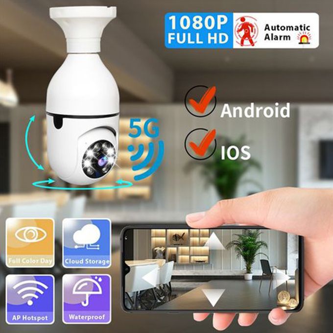 1080P Wireless 360 Rotate Auto Tracking Panoramic Camera Light Bulb Wifi PTZ IP Cam