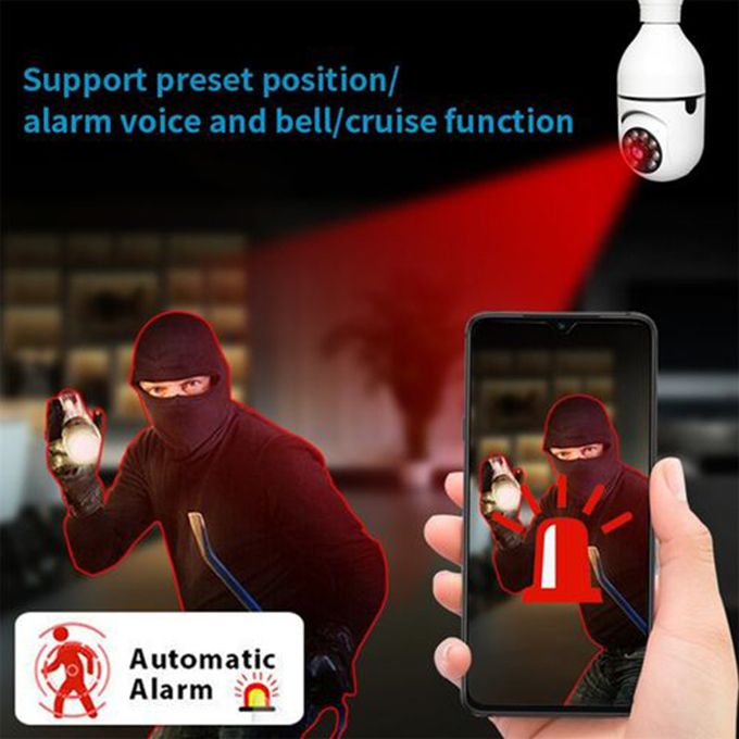 1080P Wireless 360 Rotate Auto Tracking Panoramic Camera Light Bulb Wifi PTZ IP Cam
