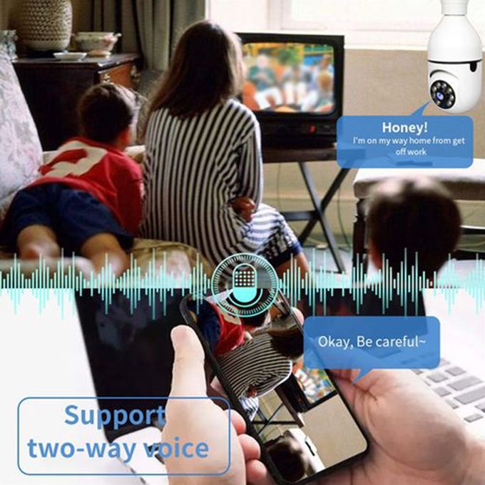 1080P Wireless 360 Rotate Auto Tracking Panoramic Camera Light Bulb Wifi PTZ IP Cam