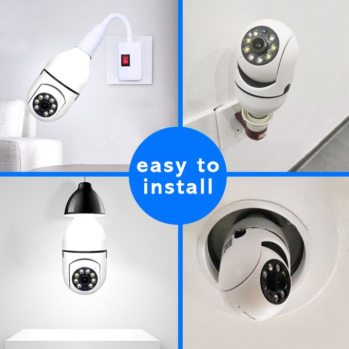 1080P Wireless 360 Rotate Auto Tracking Panoramic Camera Light Bulb Wifi PTZ IP Cam