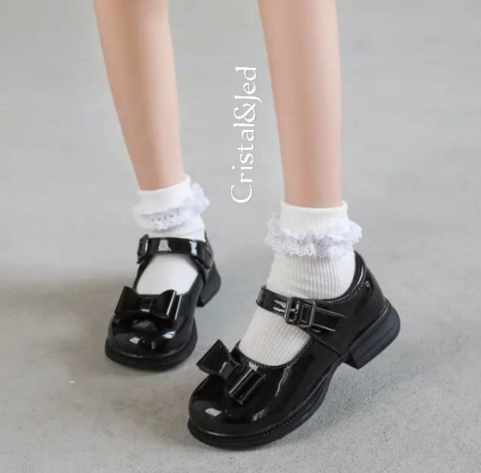 Exquisite Sturdy Girls Shimmer Shoe Black