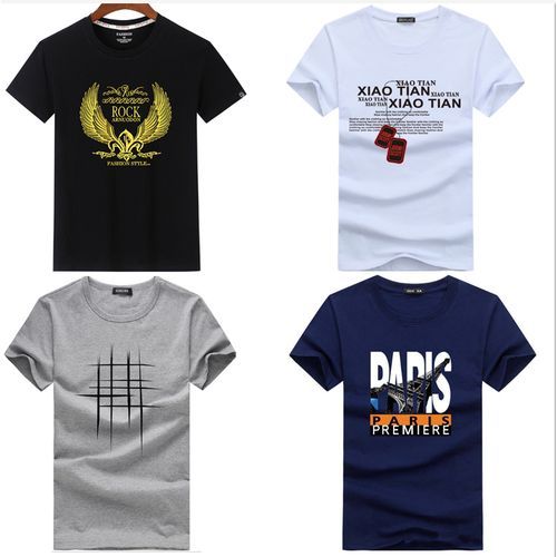 100% Cotton 4 Pcs Men's Fashion Short Sleeve T-shirt