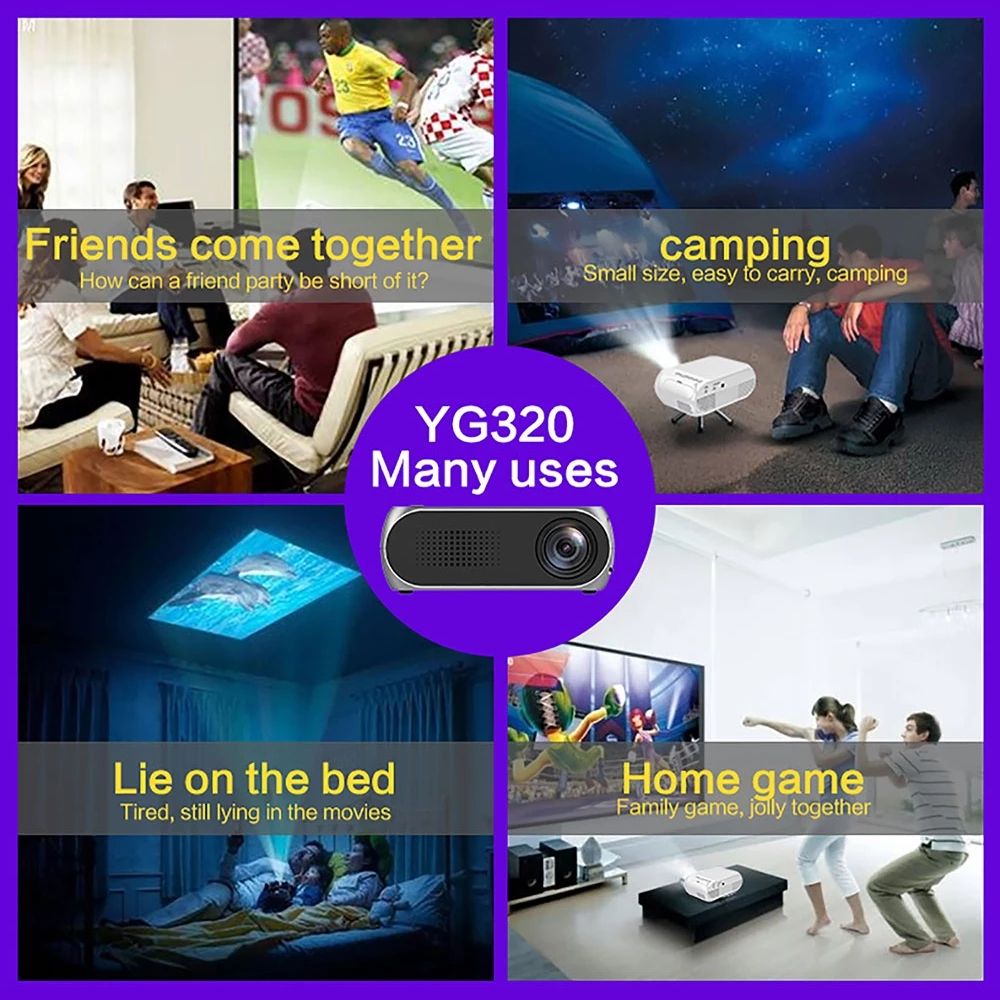 LED Projector For Mobile Phone PAID Computer PC Laptop Office Study And Entertainment 20-60 Inch Projection TFT LCD