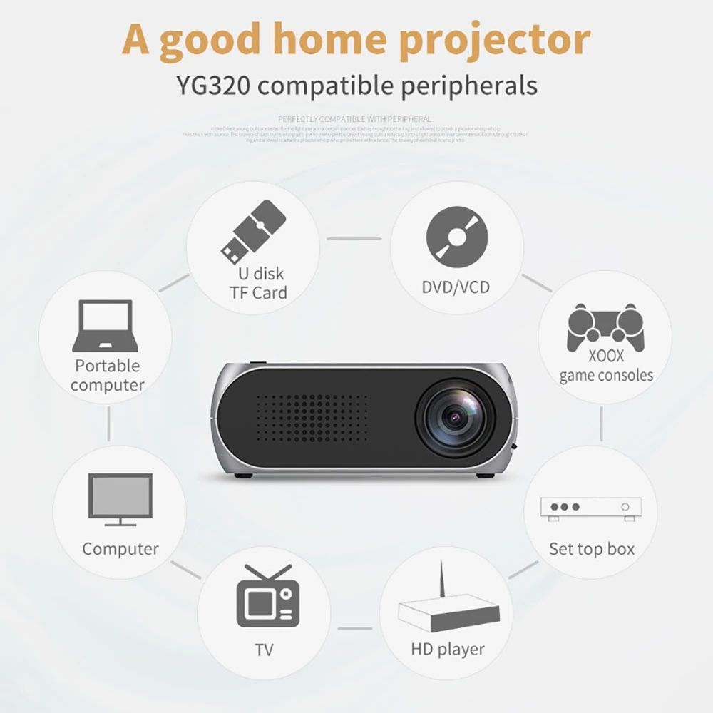 LED Projector For Mobile Phone PAID Computer PC Laptop Office Study And Entertainment 20-60 Inch Projection TFT LCD