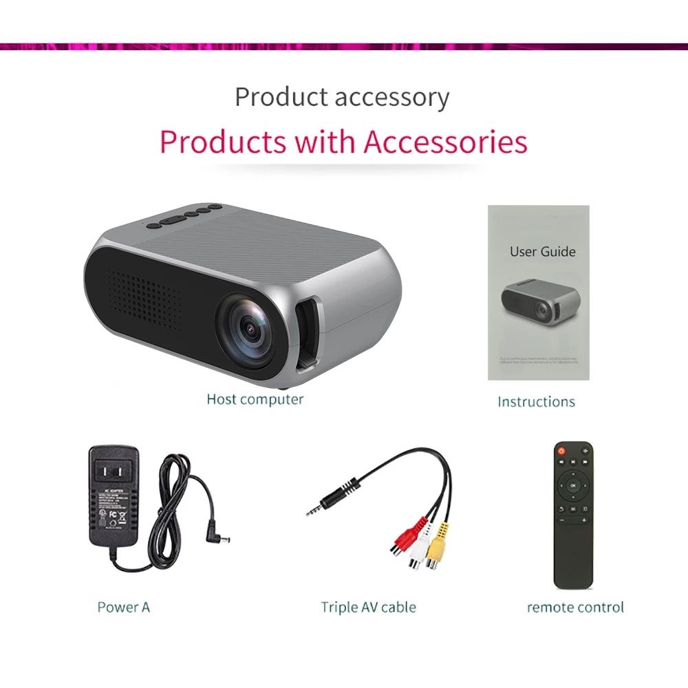 LED Projector For Mobile Phone PAID Computer PC Laptop Office Study And Entertainment 20-60 Inch Projection TFT LCD