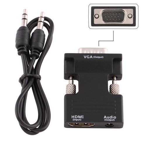 Hdmi Female To Vga Male Converter With Audio Output Adapter For Projector, Monitor, Tv Sets(black)