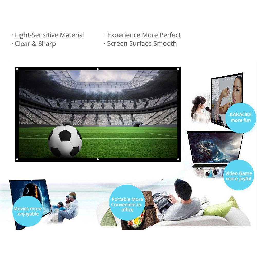 H70 70'' Portable Projector Screen HD 16:9 White Dacron 70 I