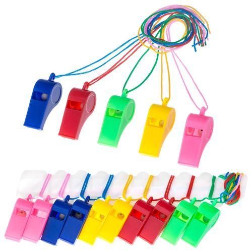 40 Pieces Plastic Whistles With Lanyards For