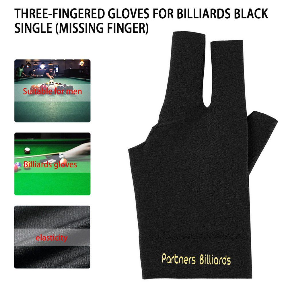 MT Spandex Snooker Billiard Cue Glove Pool Left Hand Open Three Finger Accessory-black