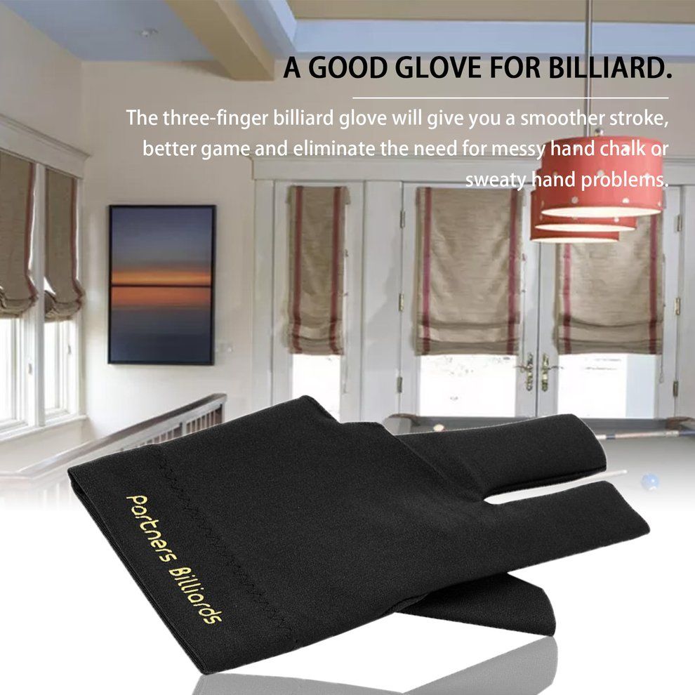 MT Spandex Snooker Billiard Cue Glove Pool Left Hand Open Three Finger Accessory-black