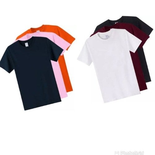 6 In 1 Unisex T- Shirt Round Neck Plain Polo Tees