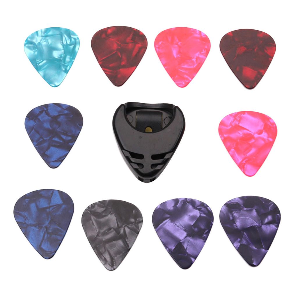 10pcs Guitar Picks & Guitar Pick Holder Easy To Paste On The Guitar