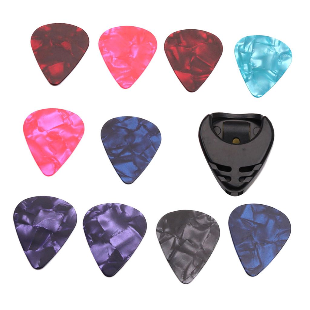 10pcs Guitar Picks & Guitar Pick Holder Easy To Paste On The Guitar