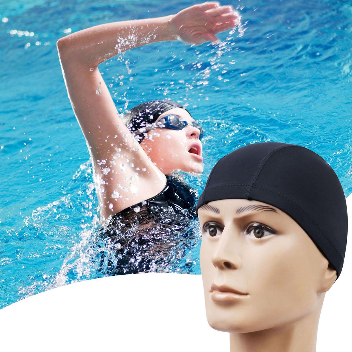 Swimming Hat Unisex Swim Pool Bathing Hat Sports Accessory Black