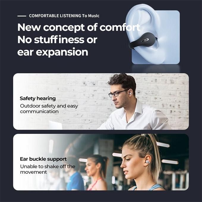 Bone conduction ear clip Bluetooth wireless earphones waterproof subwoofer earphones