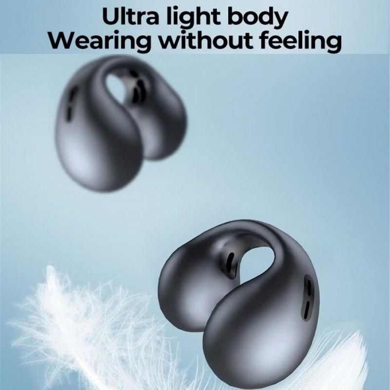 Clip-on Black Wireless Noise Canceling Headphones Bone Conduction Headphones