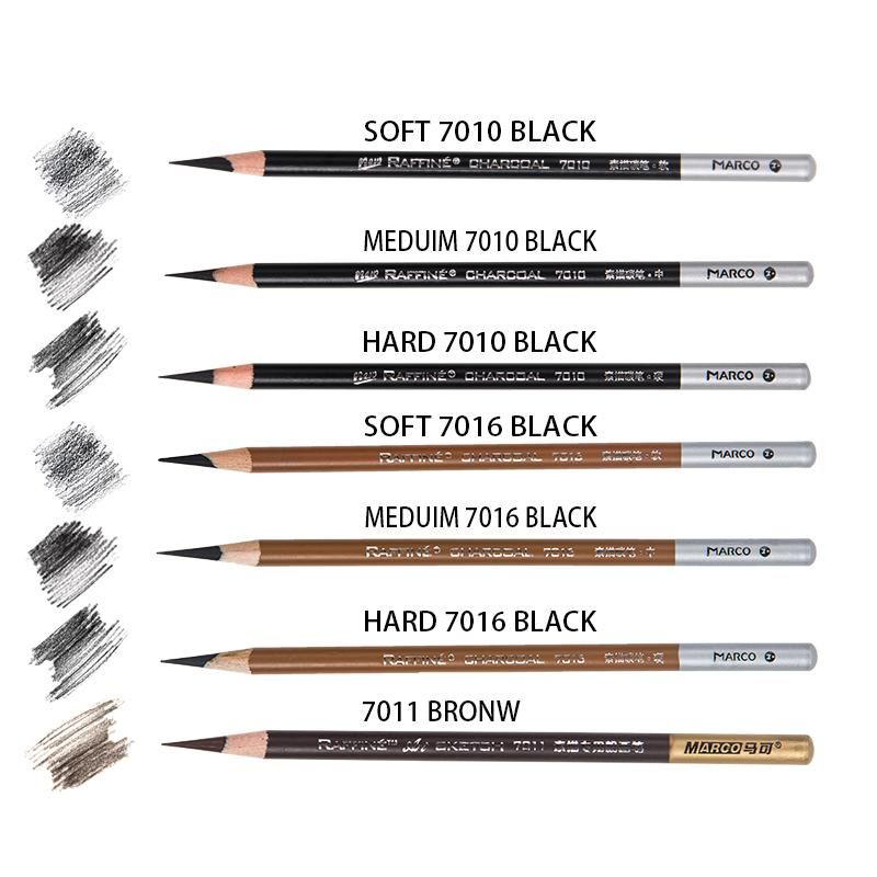 3pcs Marco art supplies charcoal sketching pencils art pencils  graphite alot Soft-medium-hard charcoal pen high-gloss white