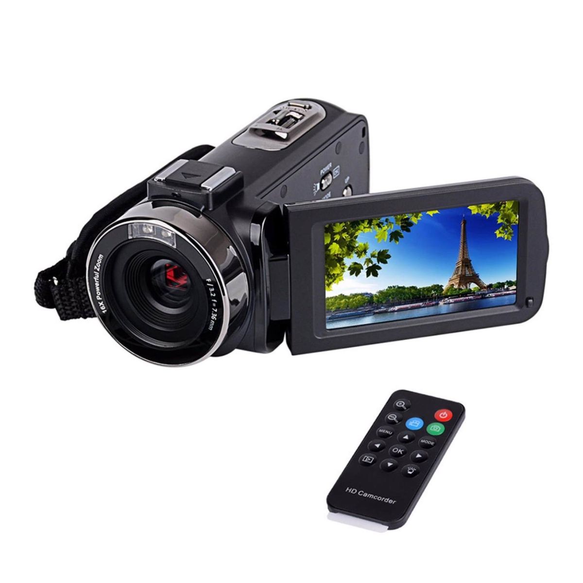 LEBAIQI 24 Megapixels 16X Zoom Full HD 1920*1080P Digital Video Camcorder Portable 270 Degree Rotation Touch Screen Camera With Nightshot Function. Remote Control And A Stereo Microphone DVR104H