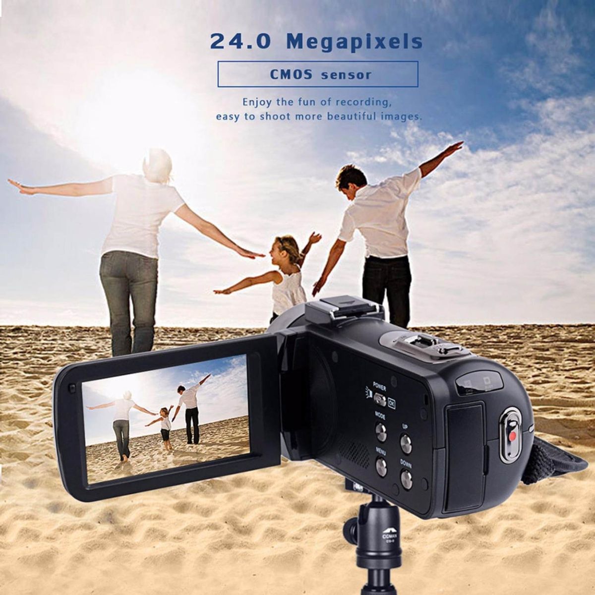 LEBAIQI 24 Megapixels 16X Zoom Full HD 1920*1080P Digital Video Camcorder Portable 270 Degree Rotation Touch Screen Camera With Nightshot Function. Remote Control And A Stereo Microphone DVR104H